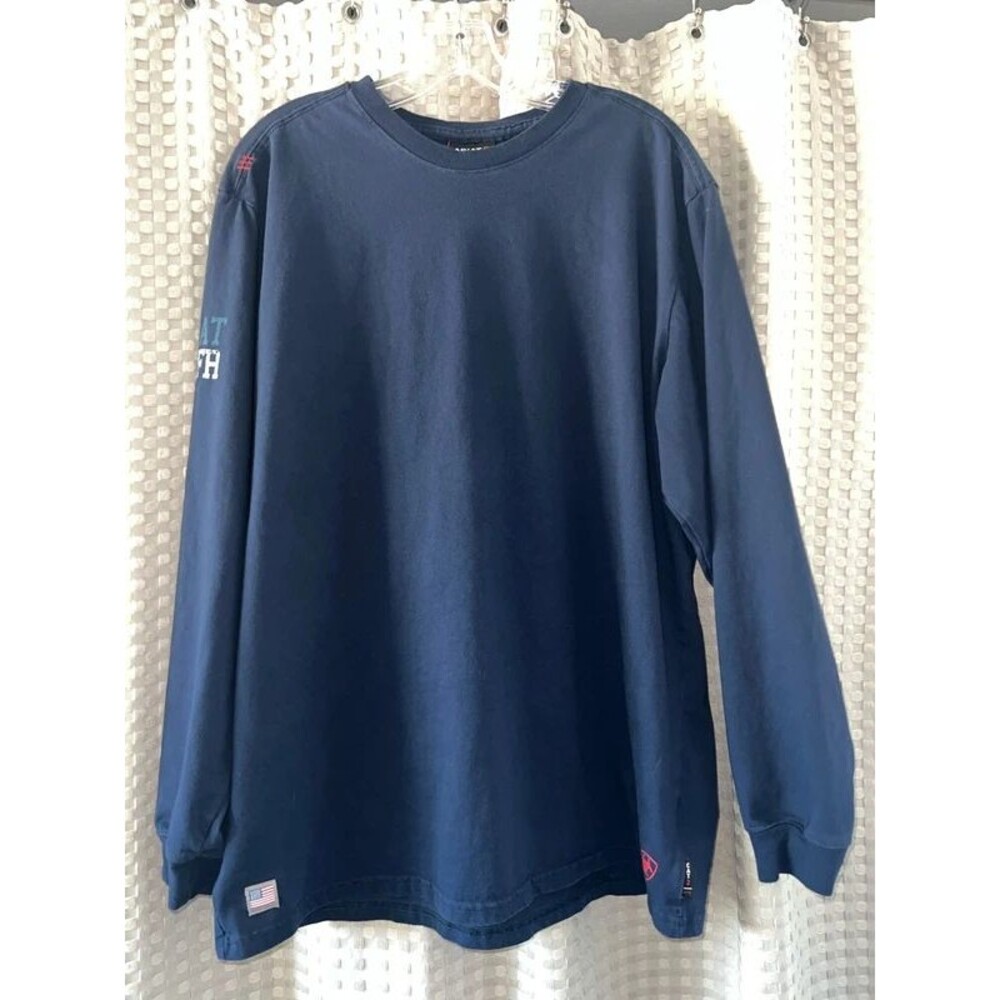 Ariat Flame Resistance Navy Work Long Sleeve Shirt. Size XL.
